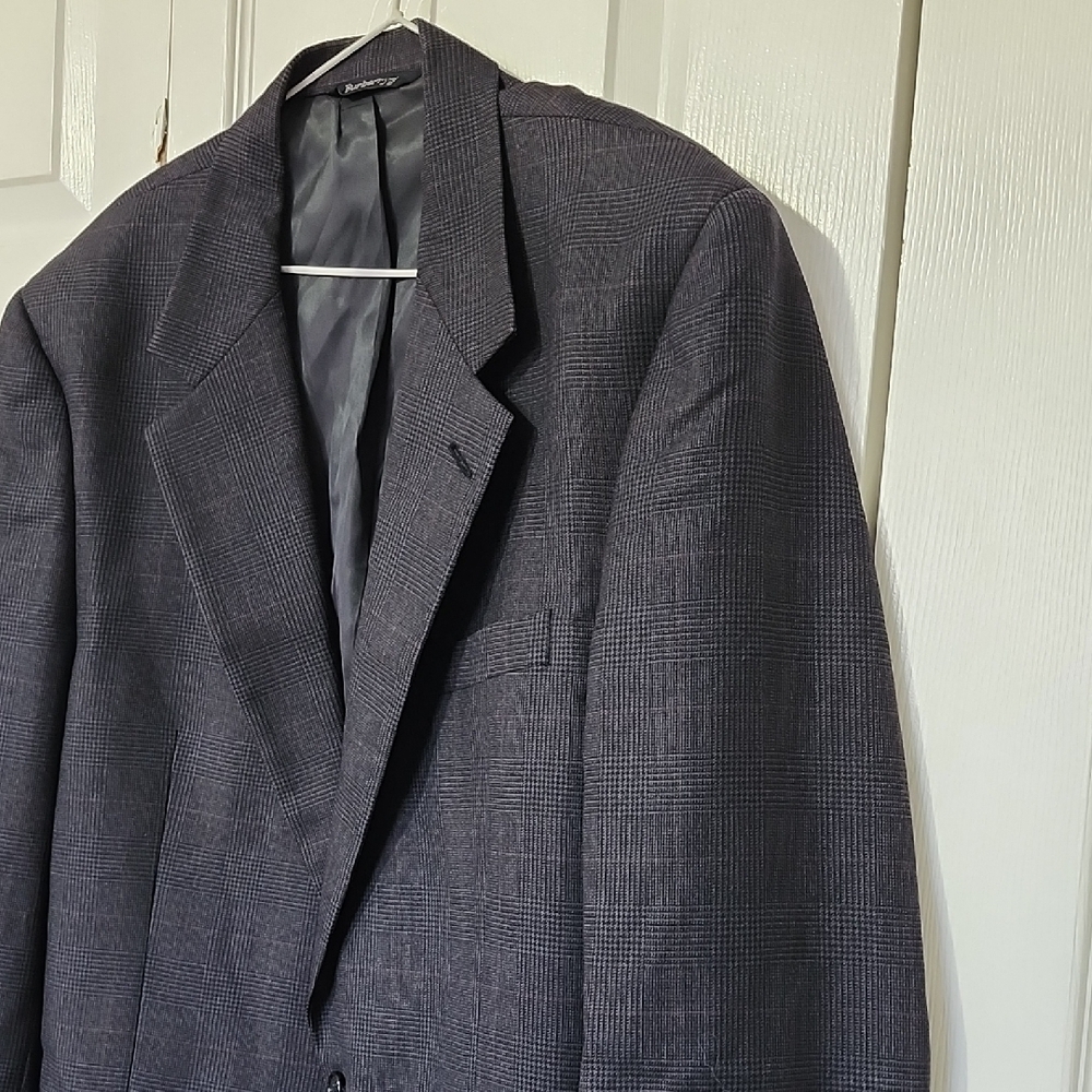 Burberry Charcoal Checkered 100% Pure Wool Blazer